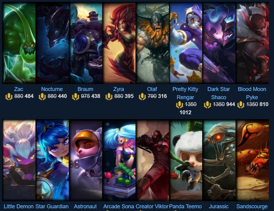 League S Champion And Skin Sale Week Of August 3 Lol News